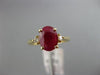 ESTATE 1.36CT DIAMOND & AAA RUBY 14KT YELLOW GOLD 3 STONE OVAL ENGAGEMENT RING