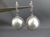 ESTATE .64CT DIAMOND & AAA SOUTH SEA PEARL 18KT WHITE GOLD HALO HANGING EARRINGS