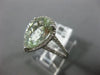 ESTATE LARGE 2.93CT DIAMOND & AAA GREEN AMETHYST 14K WHITE GOLD PEAR SHAPED RING