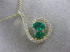 ESTATE LARGE 1.57CT DIAMOND & AAA EMERALD 14KT YELLOW GOLD LOVE FLOATING PENDANT