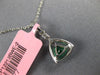 ESTATE .67CT DIAMONDS & AAA EMERALD 18KT WHITE GOLD 3D TRILLION FLOATING PENDANT