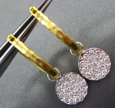 ESTATE .57CT DIAMOND 14KT 2 TONE GOLD 3D PAVE CIRCULAR HOOP FUN EARRINGS #20819