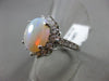 ANTIQUE LARGE 4.23CT DIAMOND & AAA OPAL 14KT WHITE GOLD OVAL CLUSTER RING #16119