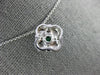 ESTATE .18CT DIAMOND & AAA EMERALD 14KT WHITE GOLD 3D FLOWER SQUARE FUN PENDANT