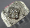 ESTATE LARGE .60CT DIAMOND 18KT WHITE GOLD ROUND & PRINCESS INVISIBLE MENS RING