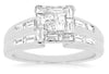 1.20CT DIAMOND 14KT WHITE GOLD PRINCESS & EMERALD CUT INVISIBLE ENGAGEMENT RING
