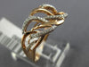 ESTATE WIDE .18CT ROUND CUT DIAMOND 14KT ROSE GOLD MULTI LEAF ANNIVERSARY RING