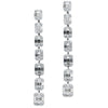 ESTATE 3.39CT ROUND & BAGUETTE DIAMOND 18K WHITE GOLD 3D SQUARE HANGING EARRINGS
