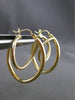 ESTATE 14KT YELLOW GOLD 3D CLASSIC ELONGATED CIRCULAR RING SHINY HOOP EARRINGS