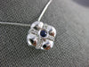 ESTATE .18CT DIAMOND & AAA SAPPHIRE 14KT WHITE GOLD 3D FLOWER SQUARE FUN PENDANT