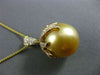 ESTATE LARGE .75CT DIAMOND 18KT GOLD AAA GOLDEN SOUTH SEA PEARL FLOATING PENDANT