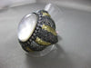 ANTIQUE LARGE .90CT DIAMOND & MOONSTONE 14KT BLACK & YELLOW GOLD 3D FLIGREE RING