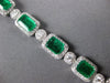 ESTATE LARGE 14.25CT DIAMOND & AAA EMERALD 18K WHITE GOLD SQUARE TENNIS BRACELET