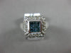 LARGE 1.0CT WHITE & BLUE DIAMOND 14K WHITE GOLD ROUND & PRINCESS FRIENDSHIP RING