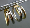 ESTATE 14KT WHITE & YELLOW GOLD 3D CLASSIC DOUBLE HOOP EARRINGS 11mm WIDE