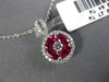 ESTATE .94CT ROUND DIAMOND & AAA RUBY 18KT WHITE GOLD CIRCULAR FLOATING PENDANT