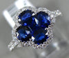 ESTATE 1.69CT DIAMOND & AAA SAPPHIRE 18K WHITE GOLD 3D 4 LEAF CLOVER FLOWER RING