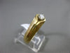 ESTATE .23CT DIAMOND 14KT YELLOW GOLD 3D MATTE & SHINY SOLITAIRE GYPSY MENS RING