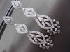 ESTATE LARGE 2.0CT DIAMOND 18KT WHITE GOLD FILIGREE MILGRAIN HANGING EARRINGS