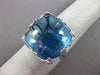 ANTIQUE MASSIVE 18.06CT DIAMOND & BLUE TOPAZ 14KT WHITE GOLD 3D HEART LOVE RING