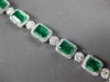ESTATE LARGE 14.25CT DIAMOND & AAA EMERALD 18K WHITE GOLD SQUARE TENNIS BRACELET