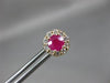 ESTATE 1.30CT DIAMOND & AAA RUBY 14K YELLOW GOLD ROUND HALO FLOWER STUD EARRINGS