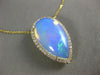 LARGE 7.87CT DIAMOND & AAA OPAL 14KT YELLOW GOLD 3D FILIGREE TEAR DROP PENDANT