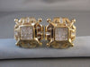 ESTATE LARGE SQUARE 2.95CT DIAMOND PRINCESS CUT 14KT YELLOW GOLD CLIP EARRINGS