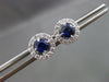 ESTATE .97CT DIAMOND & SAPPHIRE 18KT WHITE GOLD CLASSIC HALO STUD EARRINGS E/F