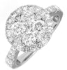 ESTATE WIDE 2CT DIAMOND 14KT WHITE GOLD CLASSIC CLUSTER FLOWER ANNIVERSARY RING