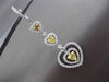 ESTATE LARGE 1.86CT WHITE & YELLOW DIAMOND 18KT 2 TONE GOLD HEART DROP EARRINGS