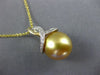 ESTATE LARGE .13CT DIAMOND & AAA GOLDEN SOUTH SEA PEARL 14KT YELLOW GOLD PENDANT