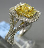 LARGE 2.0CT WHITE & FANCY YELLOW DIAMOND 18KT WHITE GOLD SQUARE ENGAGEMENT RING