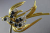 ESTATE 1.70CT DIAMOND & AAA SAPPHIRE 18KT YELLOW GOLD 3D BIRD BROOCH PIN #23874
