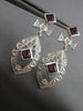 ESTATE LARGE 1.60CT DIAMOND & TOURMALINE 14KT WHITE GOLD FLOWER HANGING EARRINGS
