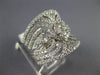 ESTATE LARGE 1.25CT DIAMOND 14K WHITE GOLD FLOWER OPEN FILIGREE ANNIVERSARY RING