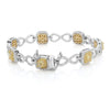 16.82CT WHITE & FANCY YELLOW DIAMOND 18K 2 TONE GOLD DOUBLE HALO TENNIS BRACELET