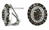 1.34CT WHITE & CHOCOLATE FANCY DIAMOND 14KT WHITE GOLD 3D OVAL CLIP ON EARRINGS