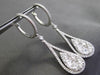 ESTATE LARGE 2.60CT DIAMOND 18KT WHITE GOLD 3D HALO PEAR DROP HANGING EARRINGS