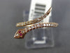 ESTATE .19CT DIAMOND & AAA RUBY 14KT ROSE GOLD 3D CLASSIC CRISS CROSS SNAKE RING