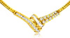ESTATE 2.38CT ROUND & BAGUETTE DIAMOND 14K YELLOW GOLD 3D V SHAPE OMEGA NECKLACE