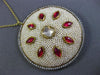ANTIQUE LARGE 6.0CT DIAMOND AAA RUBY & PEARL ENAMEL 18KT YELLOW GOLD 3D PENDANT
