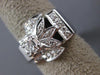 ANTIQUE WIDE .35CT OLD MINE DIAMOND 14KT WHITE GOLD LEAF ENGAGEMENT RING #16789