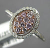 ESTATE .37CT WHITE & PINK DIAMOND 14K WHITE GOLD 3D CLUSTER OVAL FRIENDSHIP RING