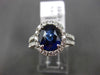 ESTATE 3.86CT DIAMOND & AAA SAPPHIRE 18K WHITE GOLD 3D OVAL HALO ENGAGEMENT RING