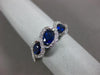 ESTATE 1.31CT DIAMOND & AAA SAPPHIRE 18K WHITE GOLD THREE STONE ANNIVERSARY RING