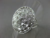 ESTATE LARGE .26CT DIAMOND 14K WHITE GOLD 3D ROPE OPEN FILIGREE OVAL FLOWER RING