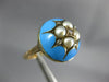 ANTIQUE WIDE ROSE CUT DIAMOND PEARL & BLUE ENAMEL 14K YELLOW GOLD STAR DOME RING