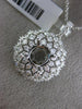 ESTATE EXTRA LARGE 1.54CT DIAMOND 18K WHITE GOLD 3D SUN BURST SEMI MOUNT PENDANT