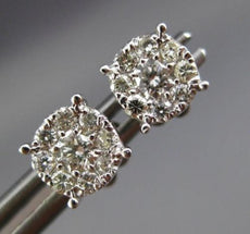 ESTATE .54CT ROUND DIAMOND 14KT WHITE GOLD 3D CLASSIC CLUSTER STUD EARRINGS 8mm